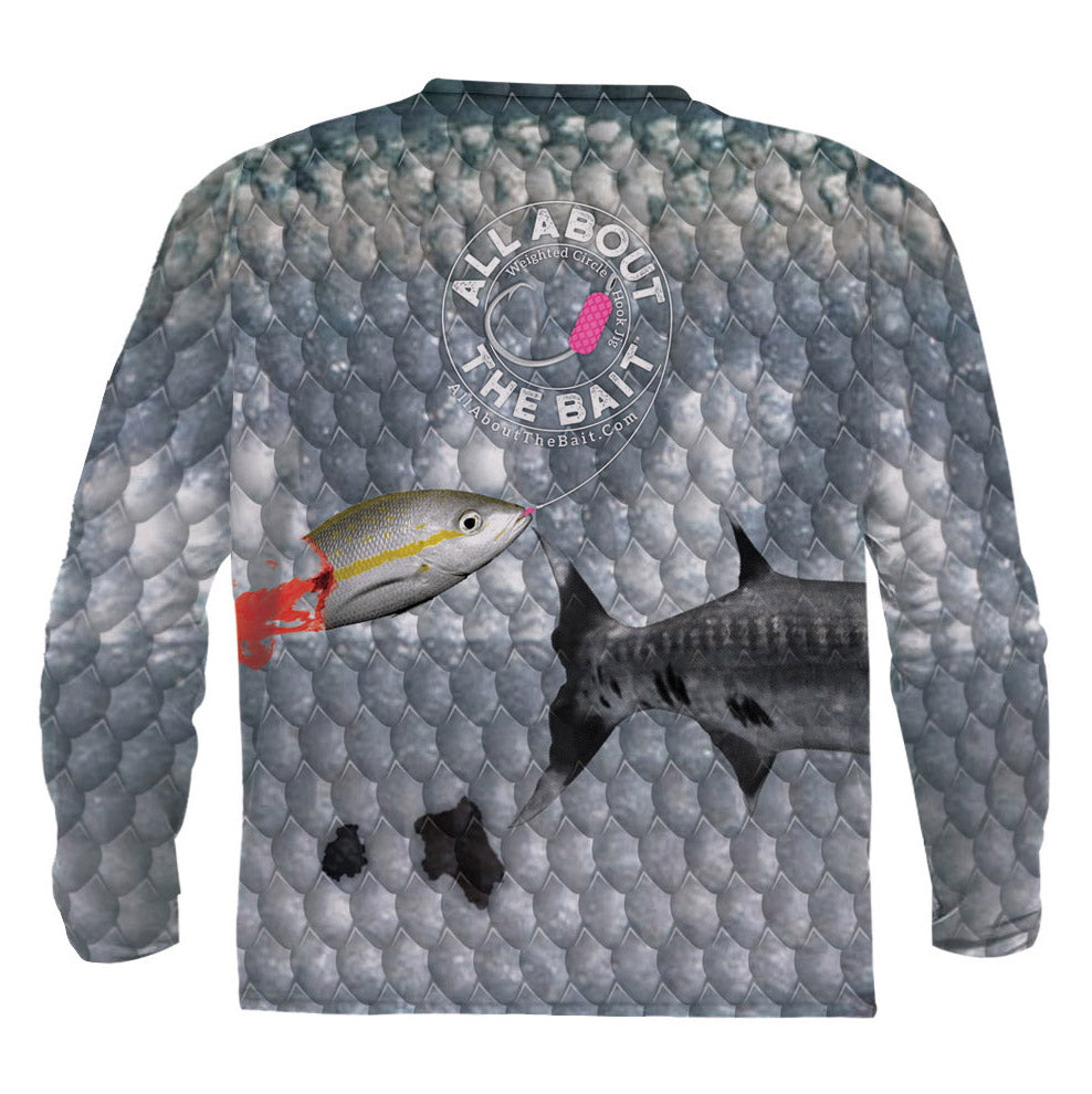 (+ FREE YELLOWTAIL CUDA MASK) - BLOODY YELLOWTAIL CUDA SHIRT - COOLMAX - 100% Micro Fiber Polyester Performance Long Sleeve Shirt (FREE SHIPPING)